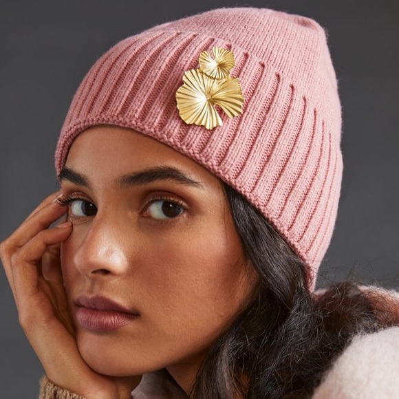 Anthropologie Accessories - HP! Anthropologie beanie with detachable ginkgo leaf brooch. Brand new!